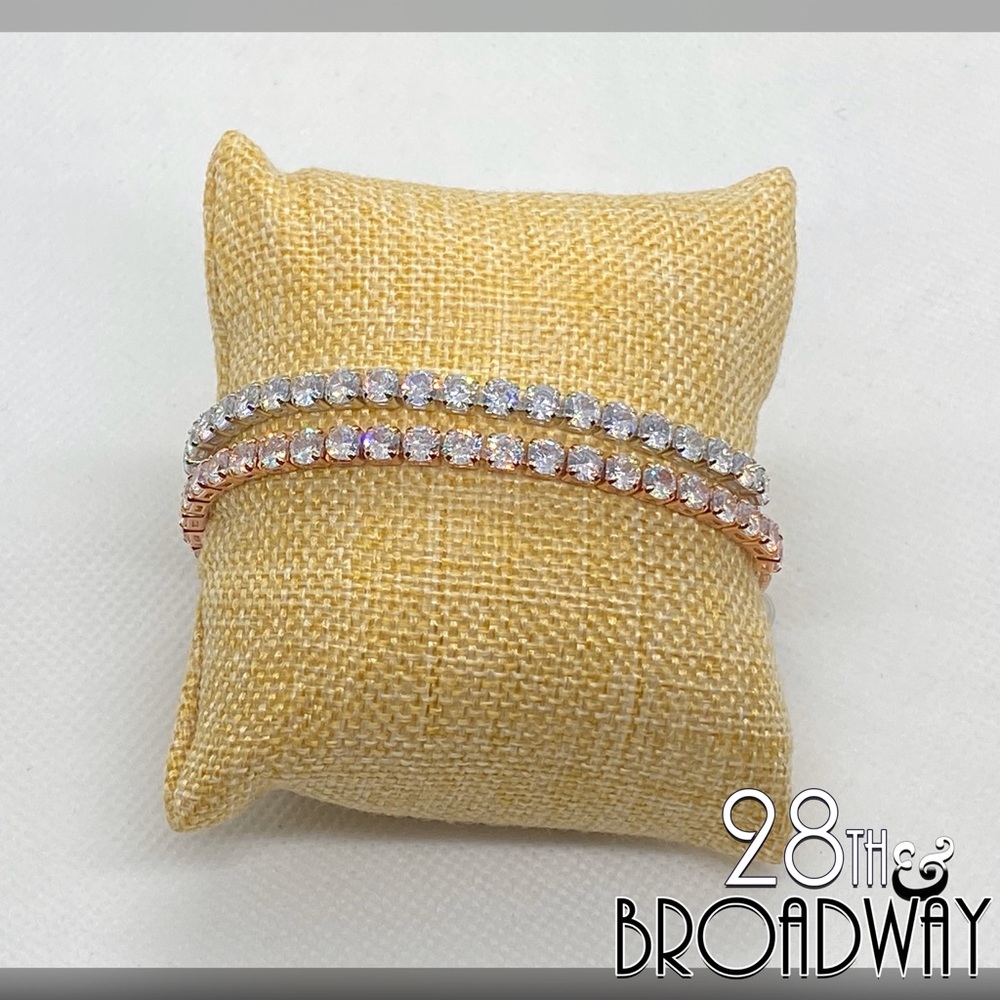 White & Rose Gold Diamond Tennis Bracelets - Picture 5 of 8